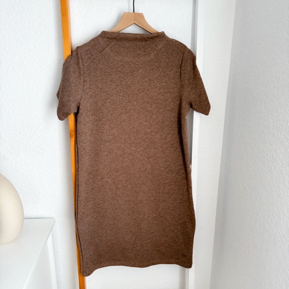 Arc’teryx Laina Dress Jute Heather Cream Short Sleeve Mock Neck Brown - Picture 4 of 10